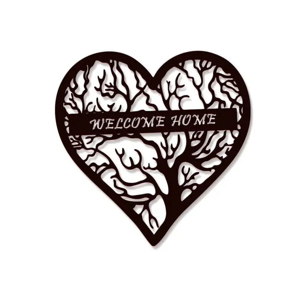 Welcome Home With Heart Shape Design Wooden Wall Hanging, Wooden Wall Decoration Medium(15 inch X 15 inch)