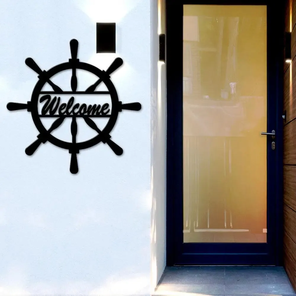 Welcome in Ship Wheel Design Wooden Wall Hanging, Wooden Wall Decoration Medium(15 inch X 15inch)