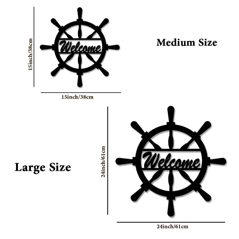 Welcome in Ship Wheel Design Wooden Wall Hanging, Wooden Wall Decoration Medium(15 inch X 15inch)