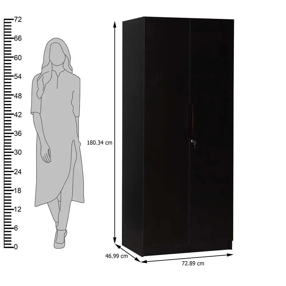 Wenge Engineered Wood 2 Door Wardrobe