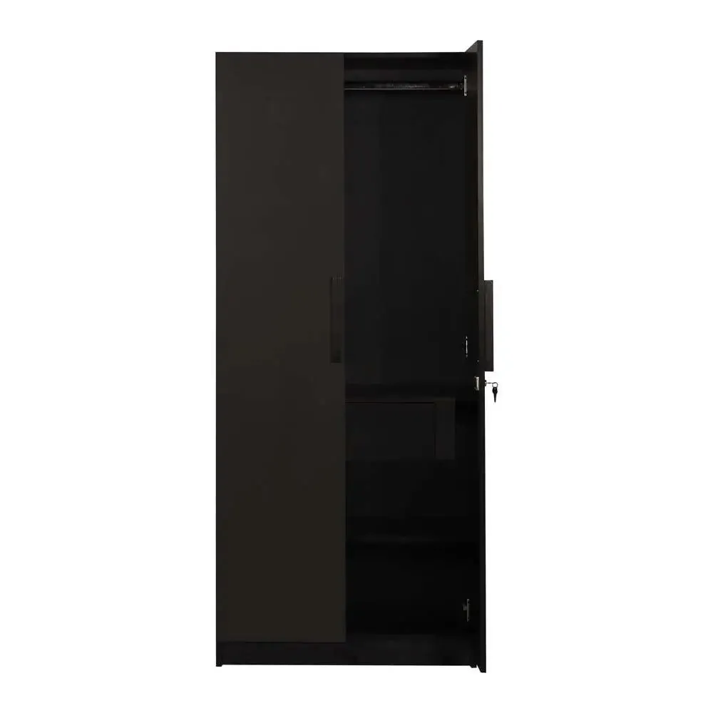 Wenge Engineered Wood 2 Door Wardrobe With Drawer