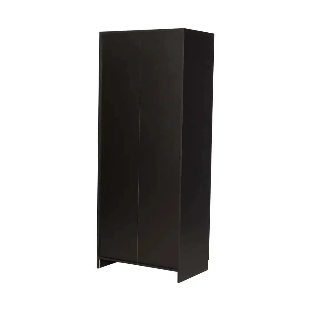 Wenge Engineered Wood 2 Door Wardrobe With Drawers & Mirror