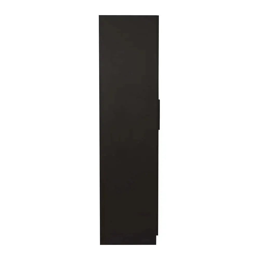 Wenge Engineered Wood 2 Door Wardrobe With Drawers & Mirror