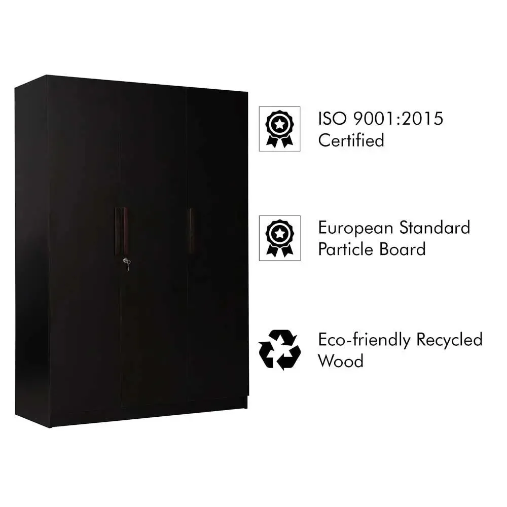 Wenge Engineered Wood 3 Door Wardrobe
