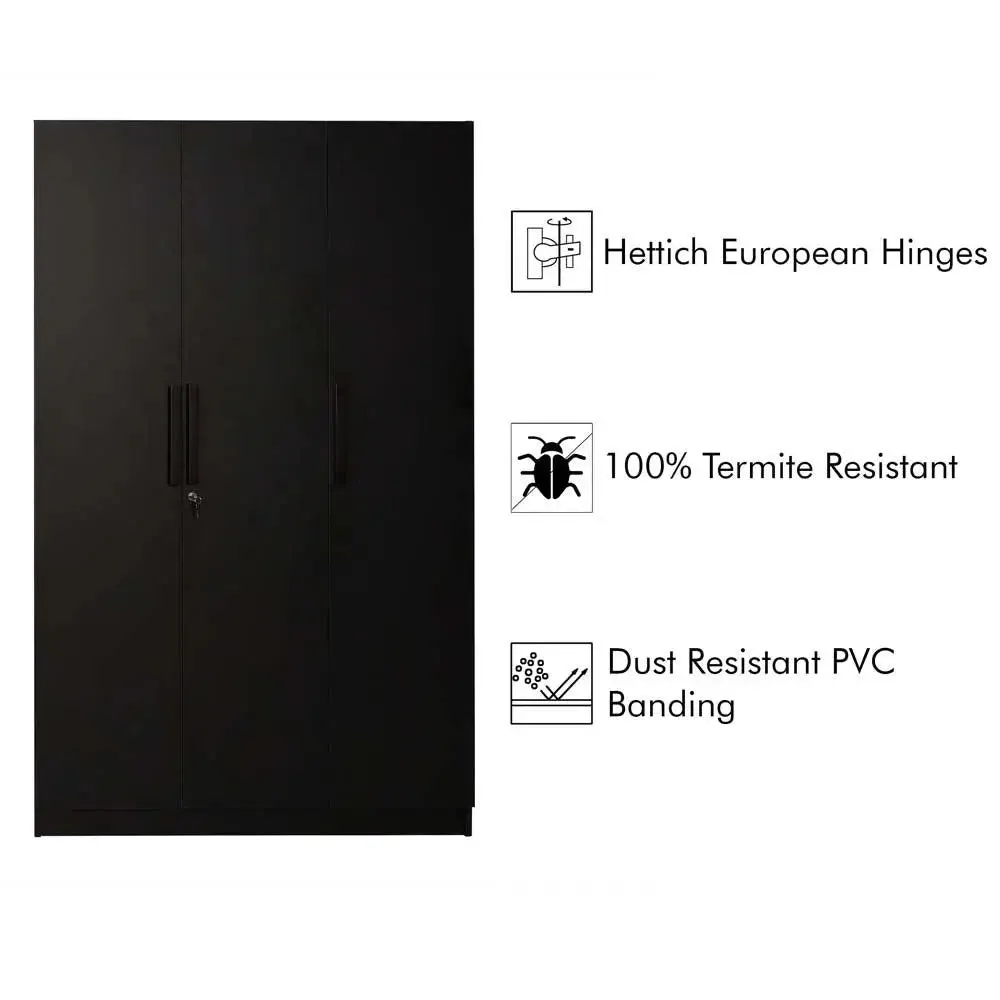 Wenge Engineered Wood 3 Door Wardrobe