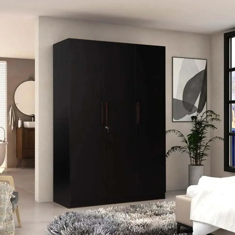 Wenge Engineered Wood 3 Door Wardrobe