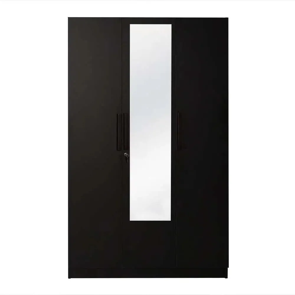 Wenge Engineered Wood 3 Door Wardrobe With Mirror