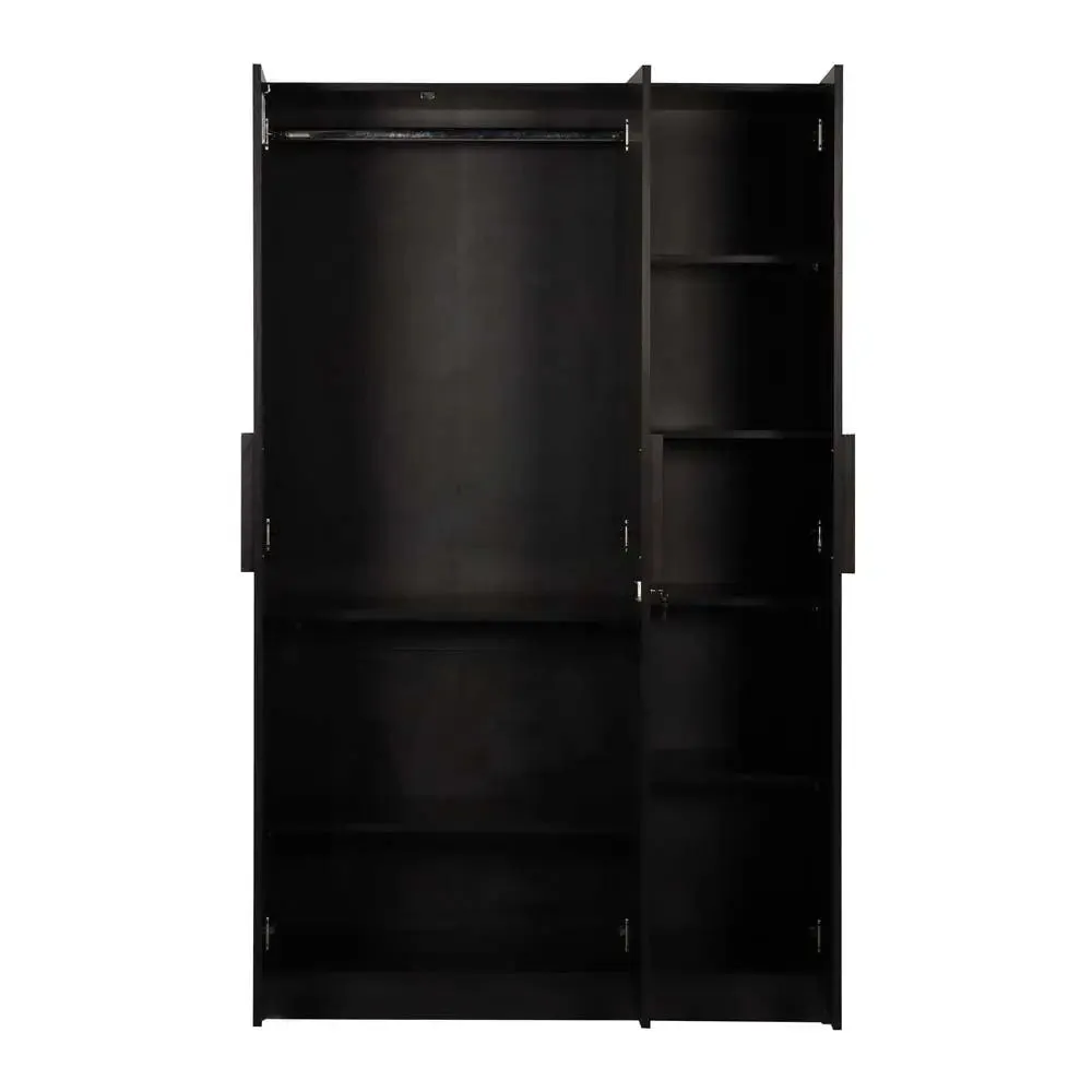 Wenge Engineered Wood 3 Door Wardrobe With Mirror