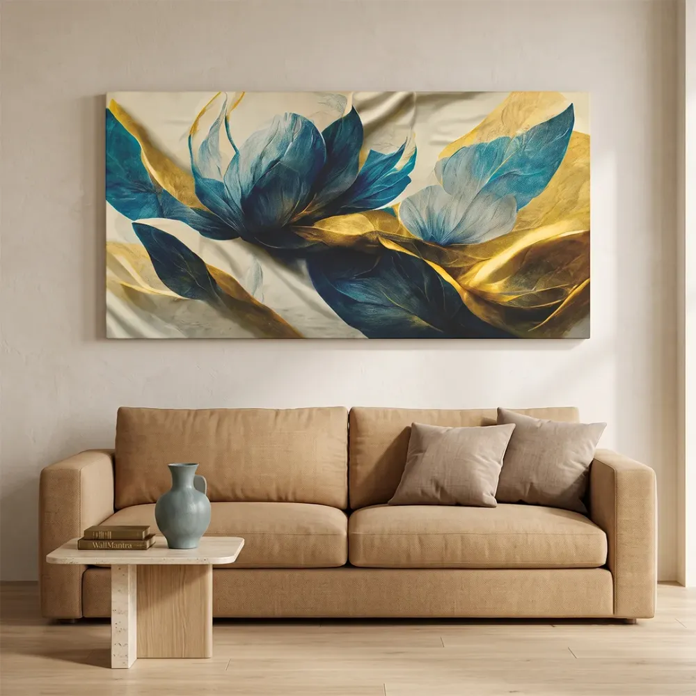 WallMantra Whispers of Gold Canvas Wall Painting With Frame
