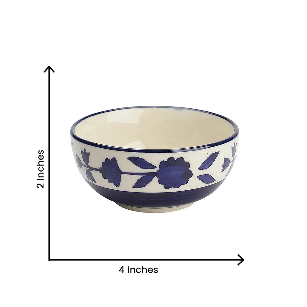 White &amp; Blue Floral Hand-painted Bowls Set Of 6