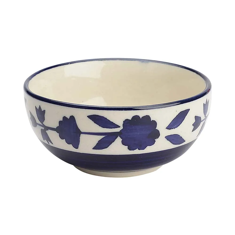 White &amp; Blue Floral Hand-painted Bowls Set Of 6
