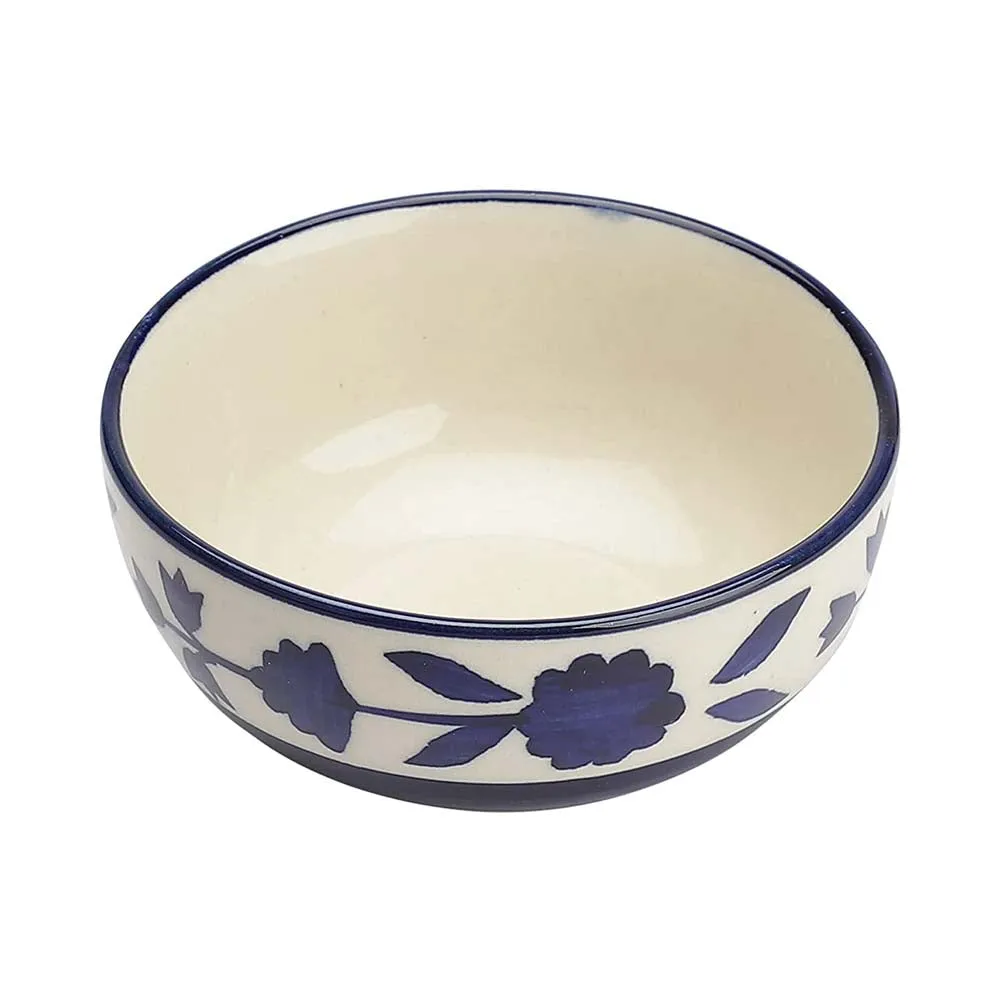 White &amp; Blue Floral Hand-painted Bowls Set Of 6