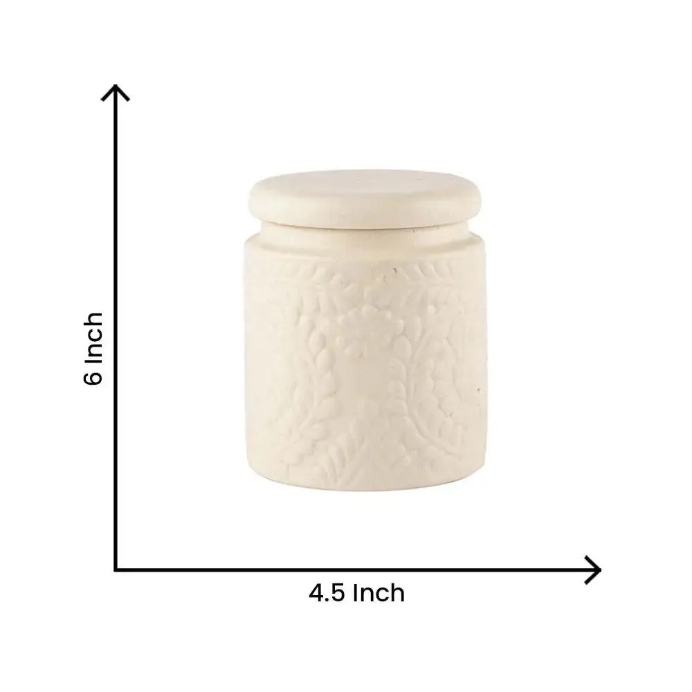White &amp; Blue Handcrafted &amp; Handpainted Ceramic Storage Jars Set Of 2