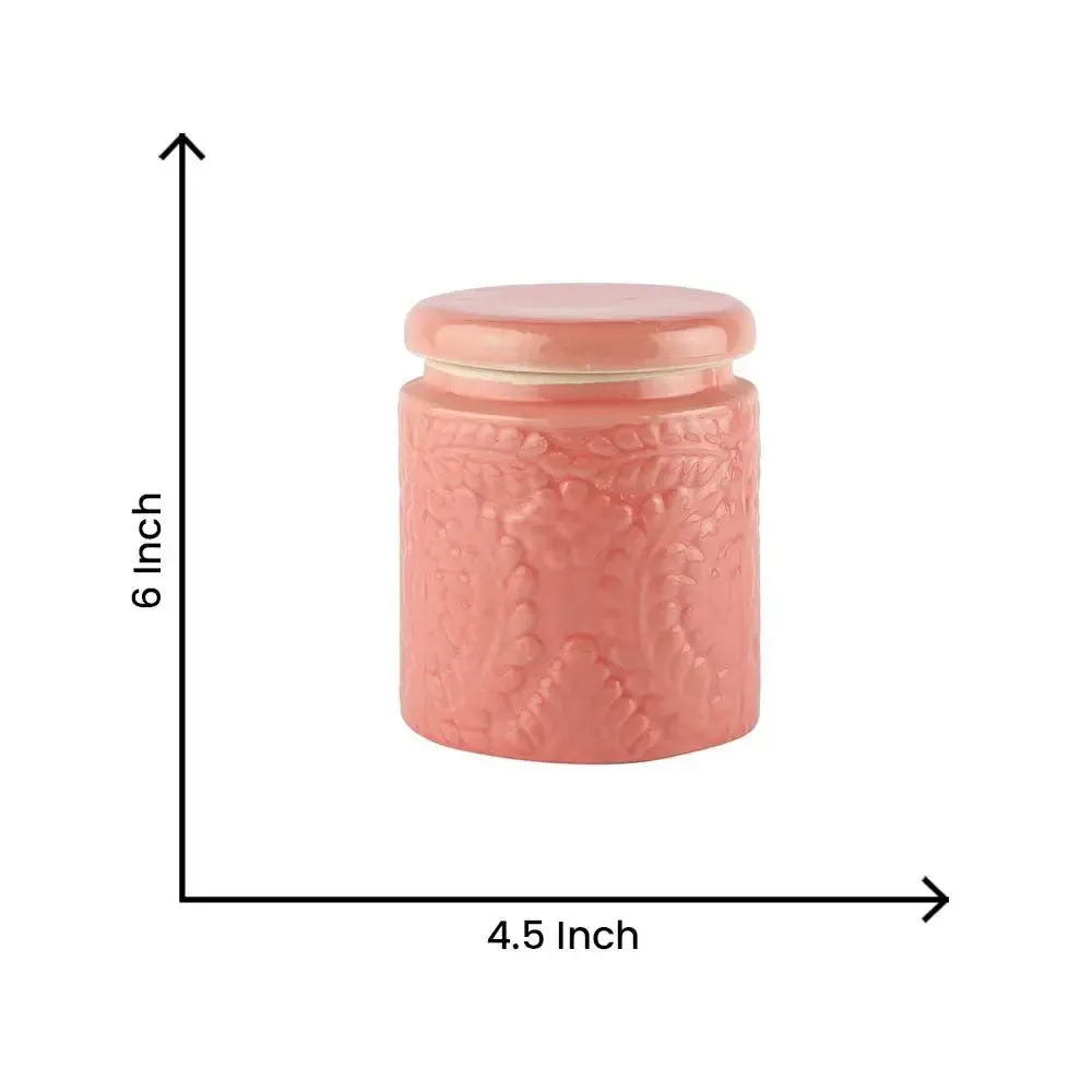 White &amp; Pink Handcrafted &amp; Handpainted Ceramic Storage Jars Set Of 2