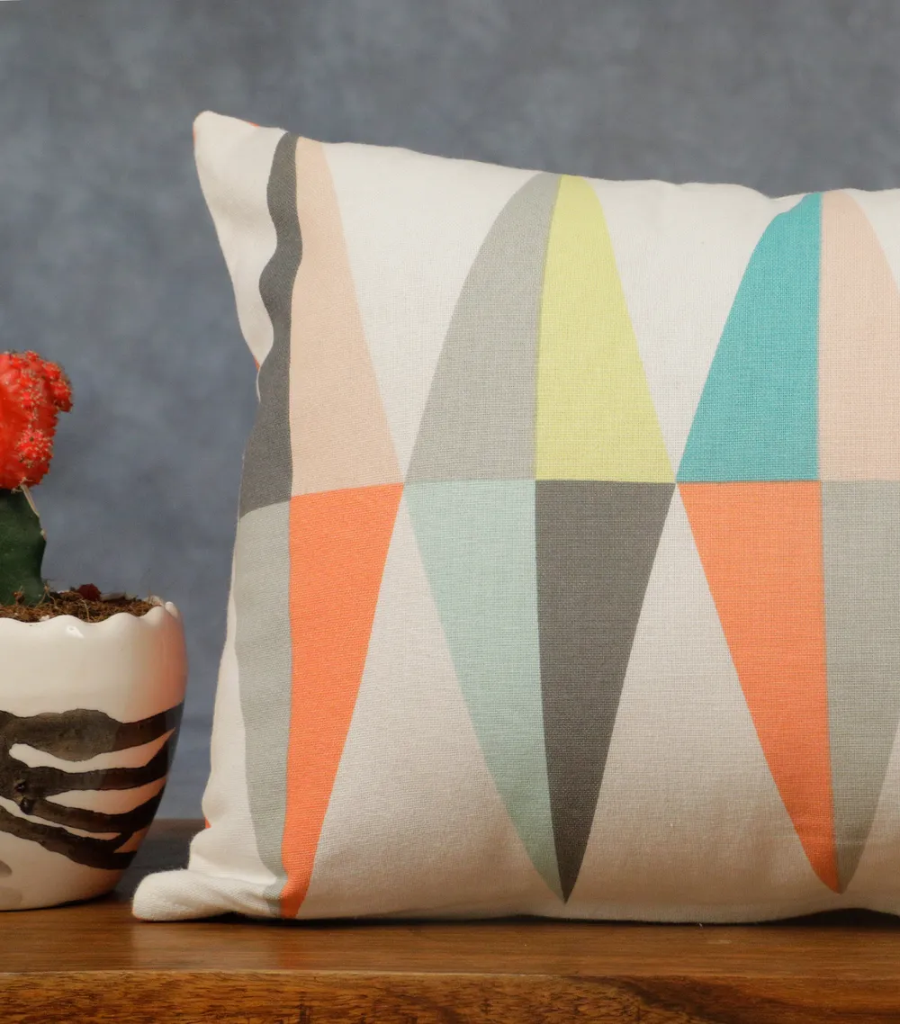 White Base Rhombus 13X19 Cushion Cover