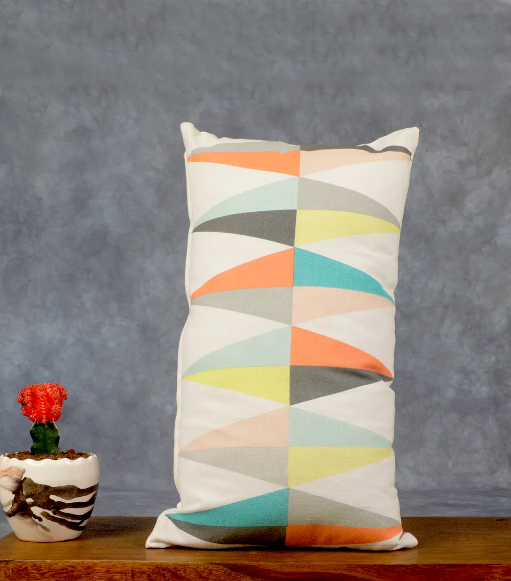 White Base Rhombus 13X19 Cushion Cover