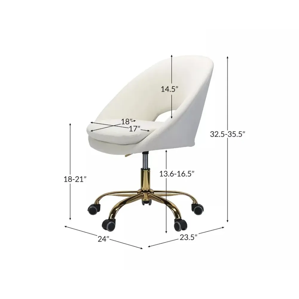 White Comfy Rounded Back Velvet Swivel Chair Single Piece