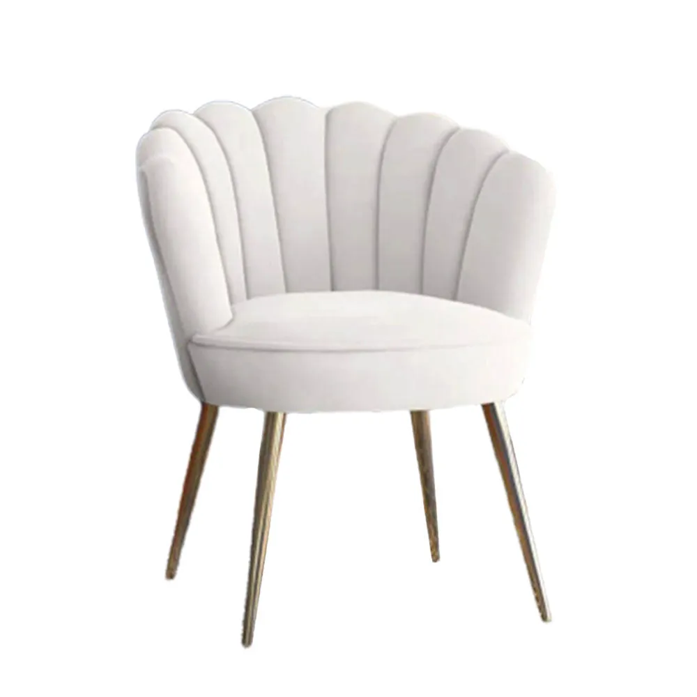 White Crafted Shell Designer Lounge Chair SET 1