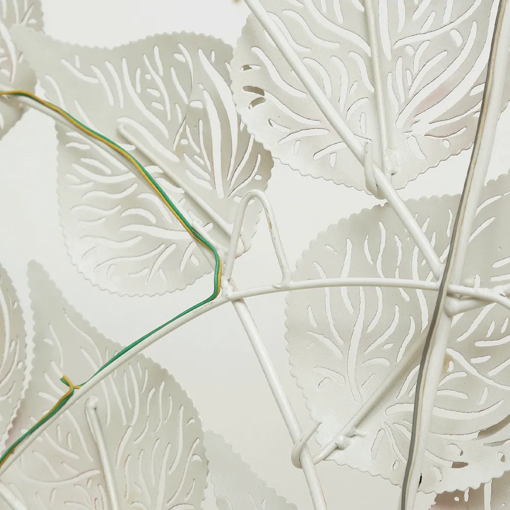 White Crafted Tree Metal Wall Art With LED