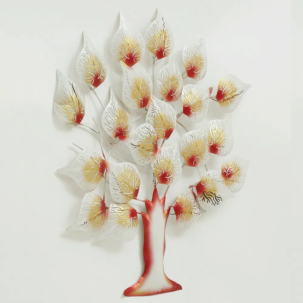 White Crafted Tree Metal Wall Art With LED