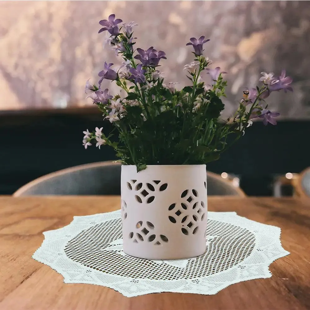 White Designer Polyester Placemat Set Of 6