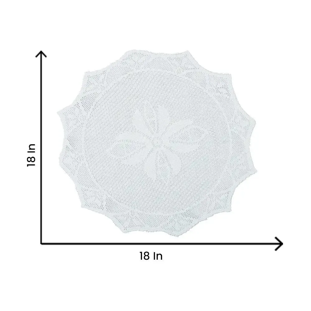 White Designer Polyester Placemat Set Of 6