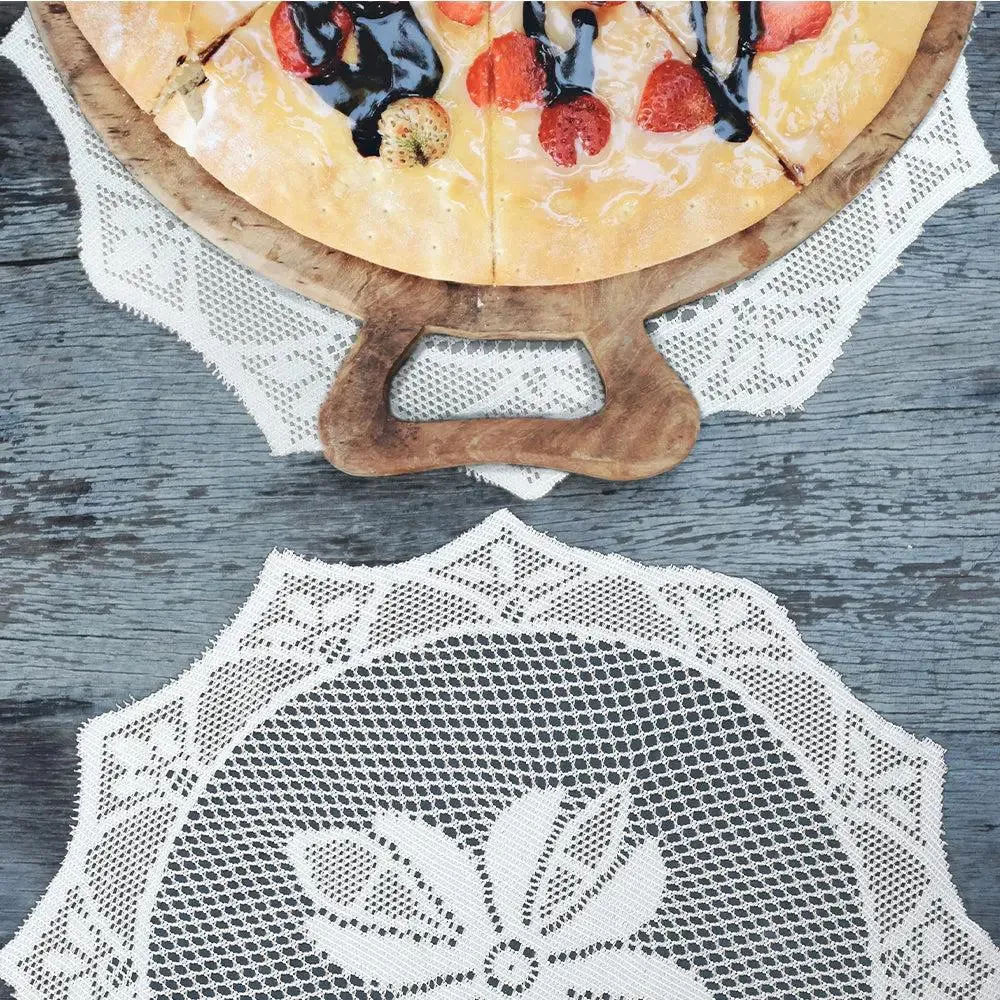 White Designer Polyester Placemat Set Of 6