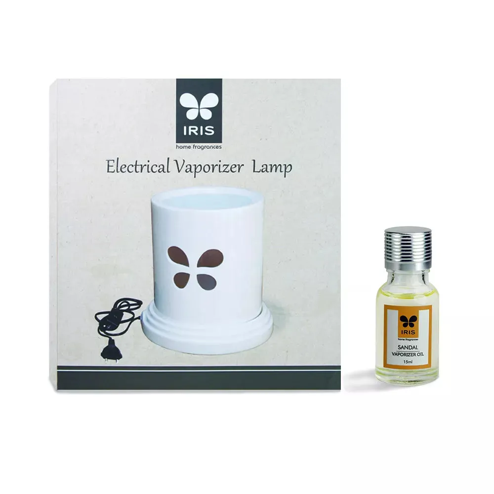 White Electric Vaporizer With Aroma Oil (Lemon Grass /  Lavender / Jasmine / Apple Cinnamon / Sandalwood /Amber Rose) AMBER ROSE