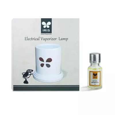 White Electric Vaporizer With Aroma Oil (Lemon Grass /  Lavender / Jasmine / Apple Cinnamon / Sandalwood /Amber Rose)