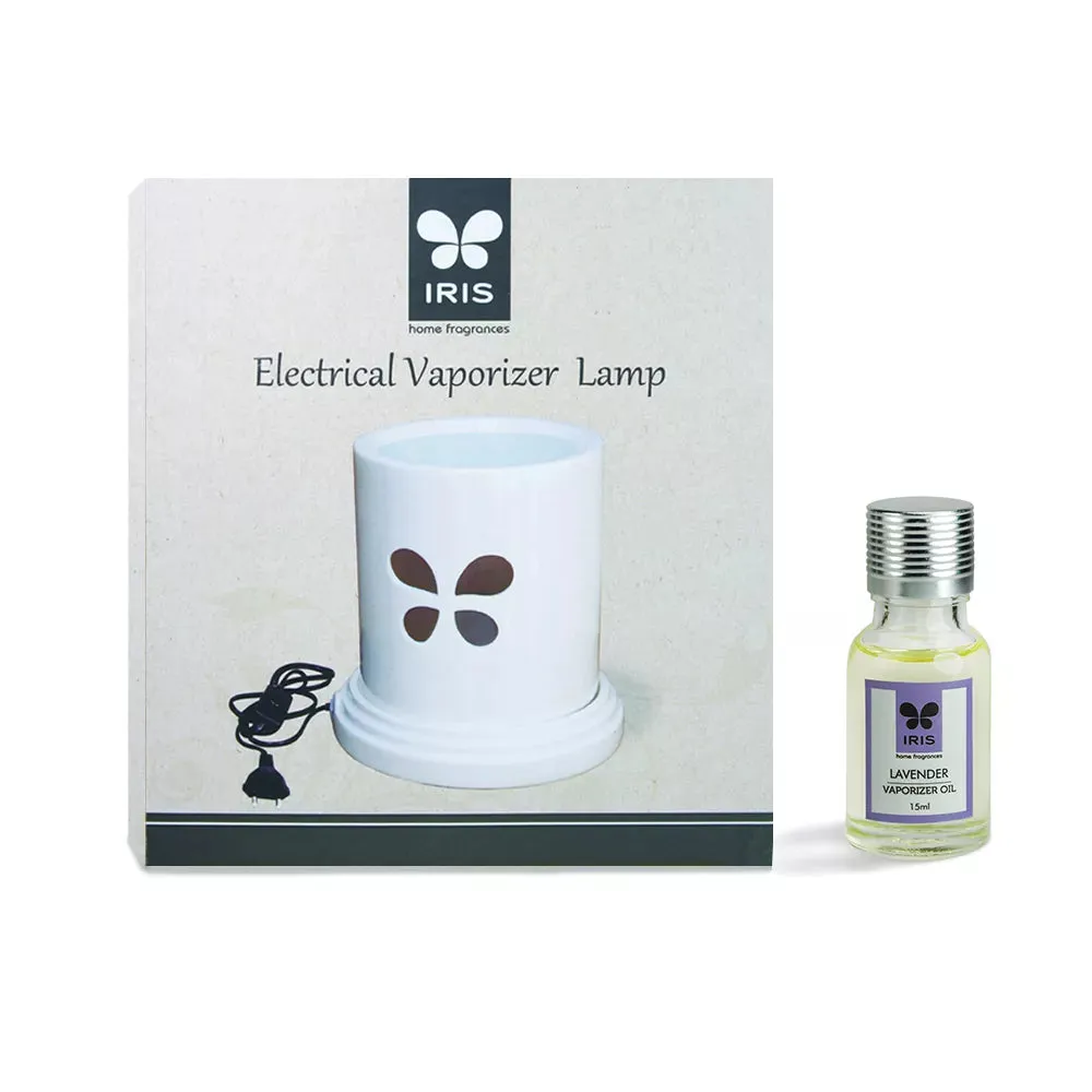 White Electric Vaporizer With Aroma Oil (Lemon Grass /  Lavender / Jasmine / Apple Cinnamon / Sandalwood /Amber Rose) AMBER ROSE
