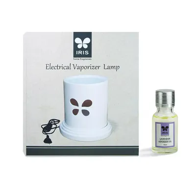 White Electric Vaporizer With Aroma Oil (Lemon Grass /  Lavender / Jasmine / Apple Cinnamon / Sandalwood /Amber Rose)