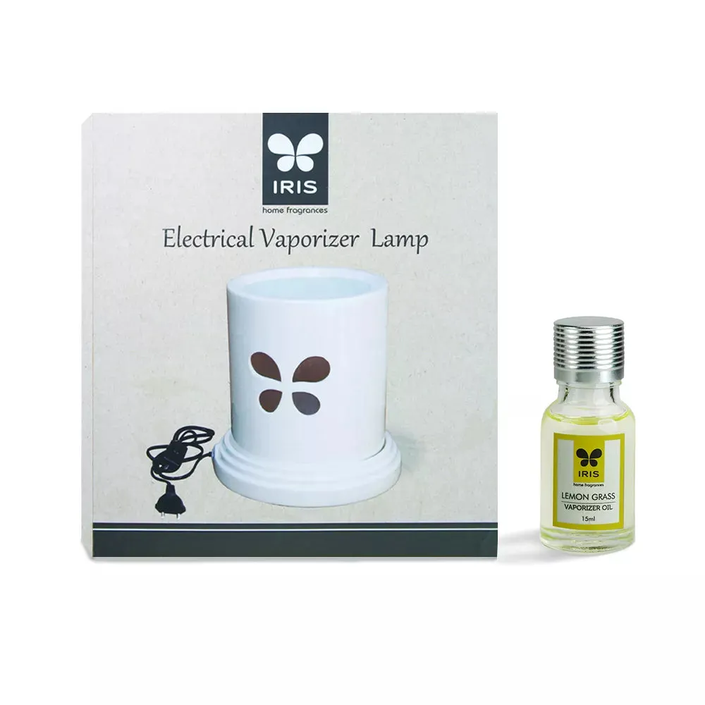 White Electric Vaporizer With Aroma Oil (Lemon Grass /  Lavender / Jasmine / Apple Cinnamon / Sandalwood /Amber Rose) AMBER ROSE
