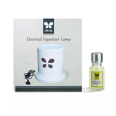 White Electric Vaporizer With Aroma Oil (Lemon Grass /  Lavender / Jasmine / Apple Cinnamon / Sandalwood /Amber Rose)