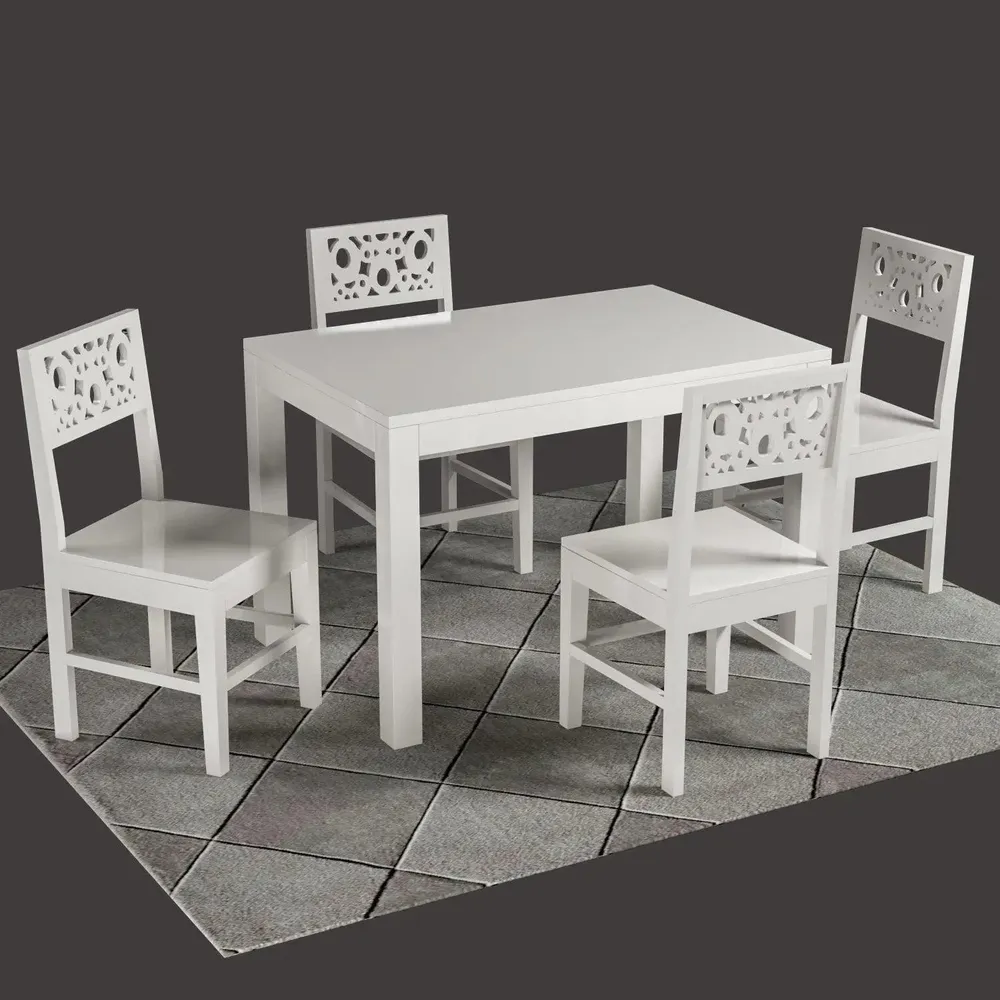 White European Style Mangowood Dining Table 4 Seater