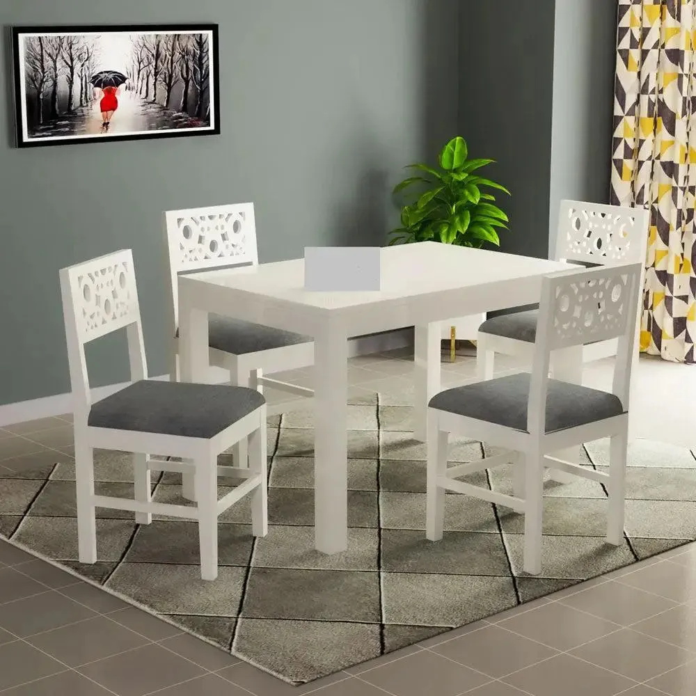 White European Style Mangowood Dining Table 4 Seater With Padded Seats