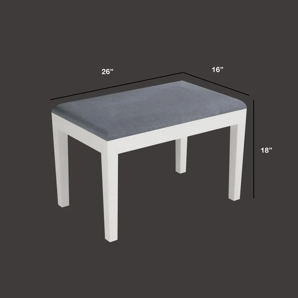 White European Style Mangowood Dining Table 4 Seater With Padded Seats & Single Settee