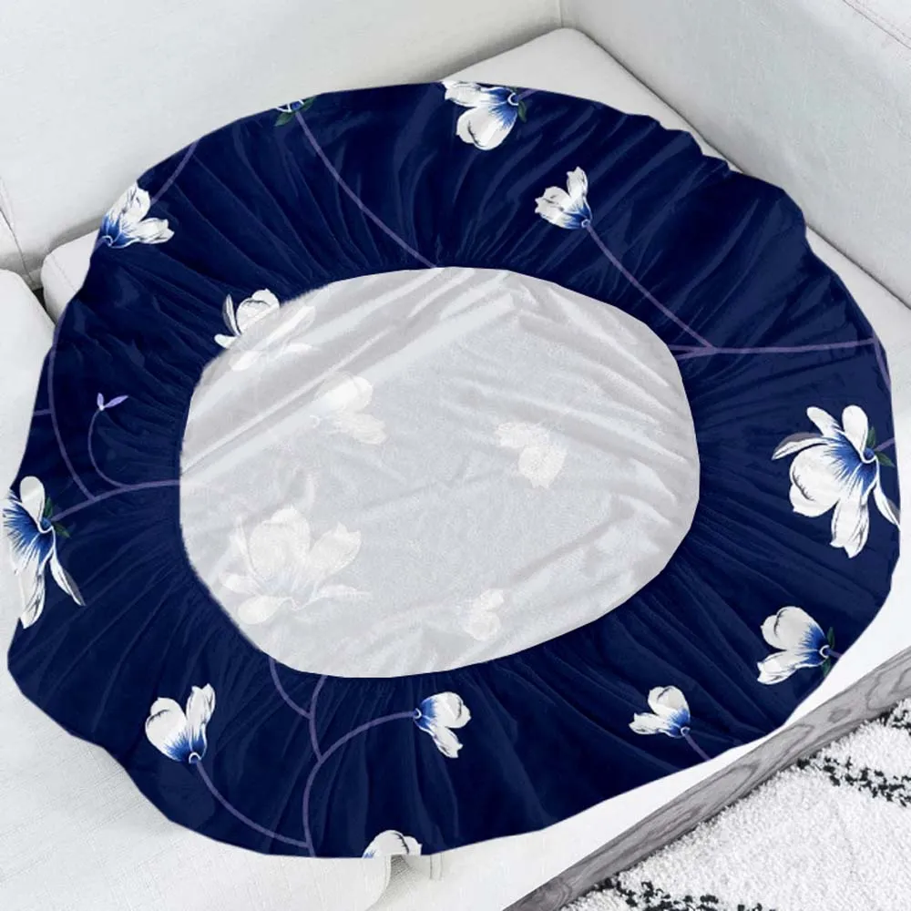 White Floral On Navy Blue Strechable Sofa Seat Cover Set Of 2/4/6/8 Pack of 2