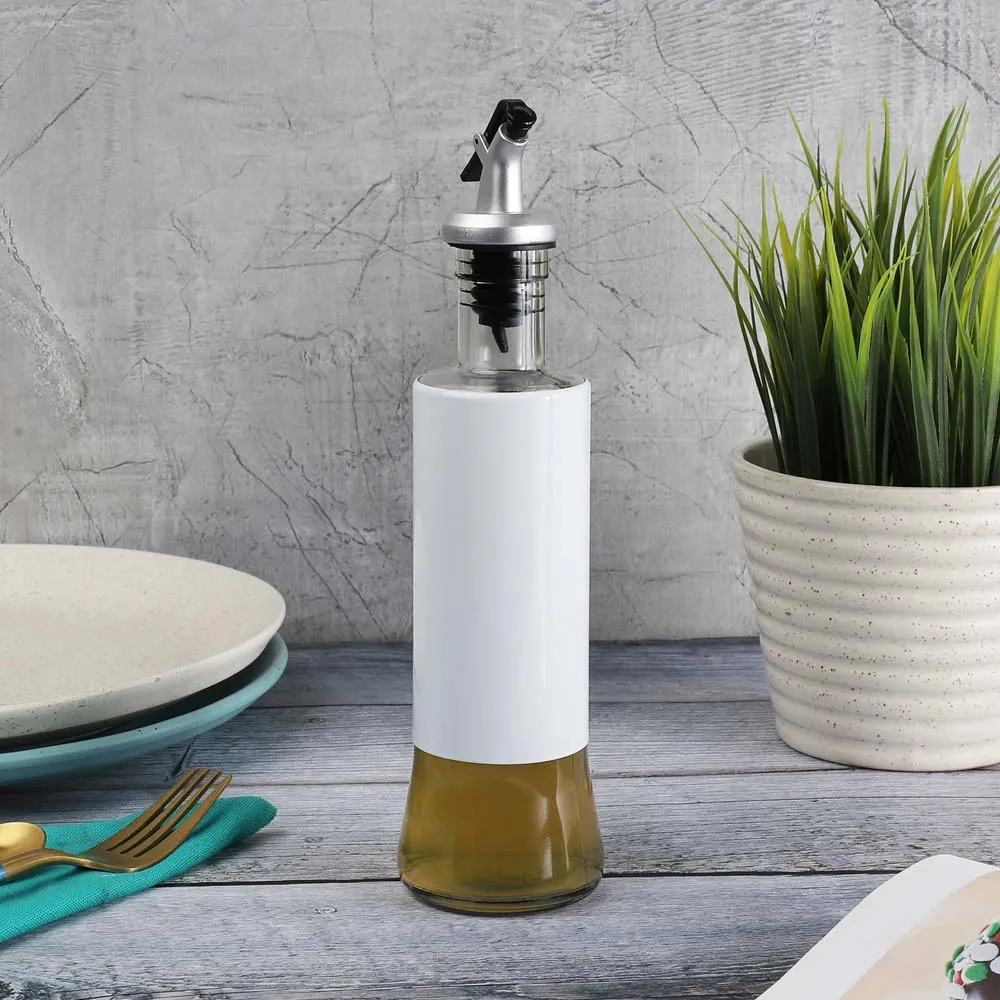 White Glass Oil Dispenser 300 ML