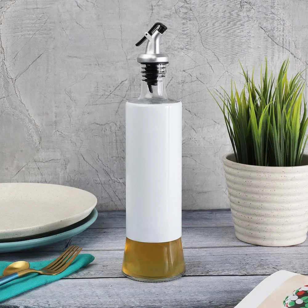 White Glass Oil Dispenser 500 ML
