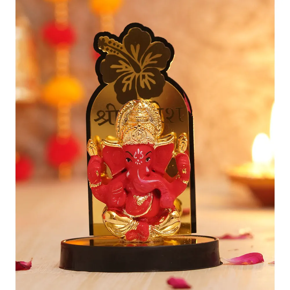 White & Gold Decorative Mini Ganehsa Showpiece