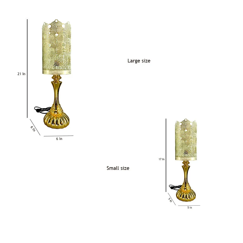 White & Golden Lush Designer Table Lamp Small: 5x5x17(inches)