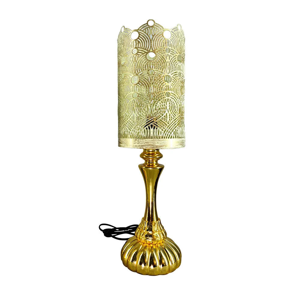 White & Golden Lush Designer Table Lamp Small: 5x5x17(inches)