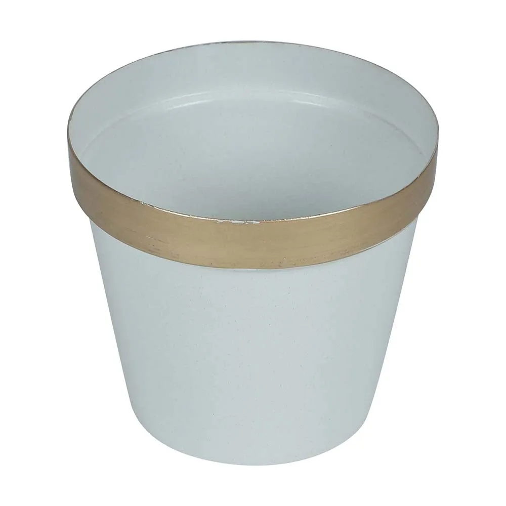 White & Golden Metal Plant Pots Set Of 5