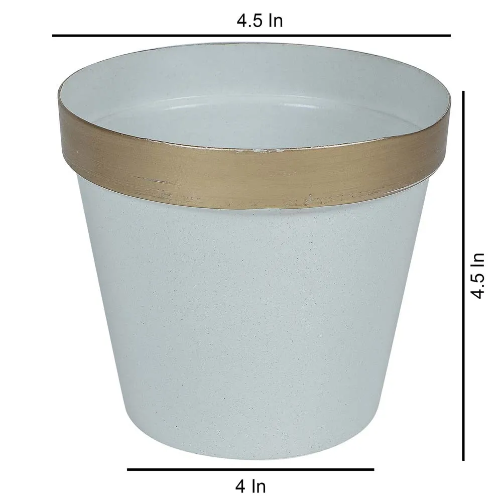 White & Golden Metal Plant Pots Set Of 5