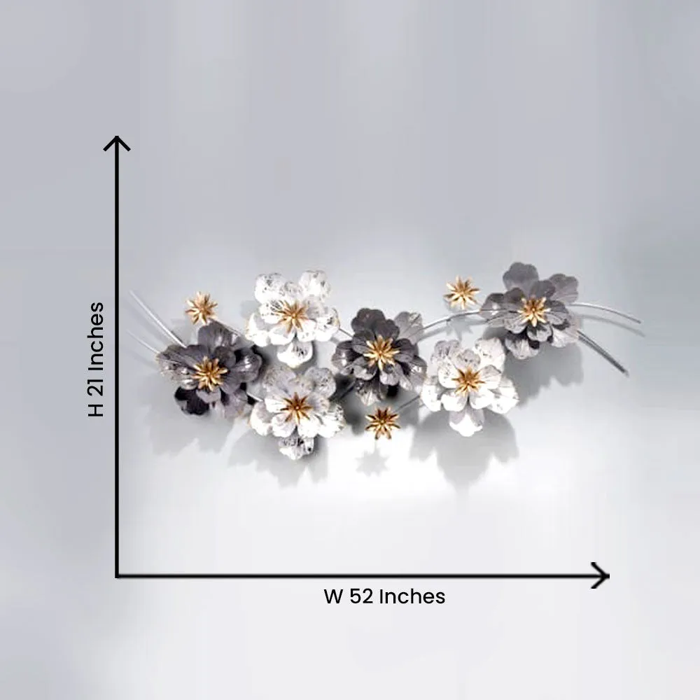 White & Grey Pretty Florals Metal Wall Art