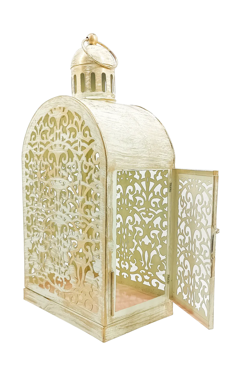 White Intricately Craved Designer Lantern Small 6x4.5x12(inches)