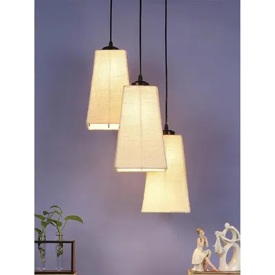 White Jute Pyramid Cluster Hanging Lamp