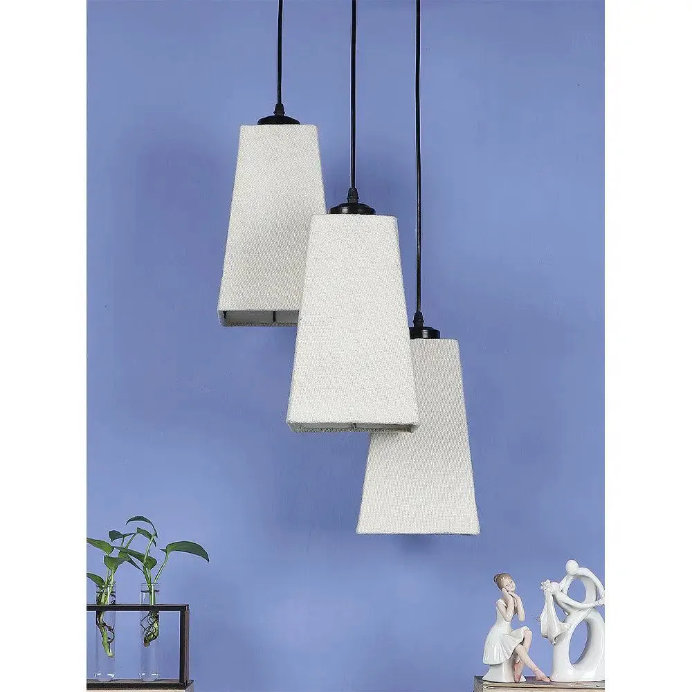 White Jute Pyramid Cluster Hanging Lamp