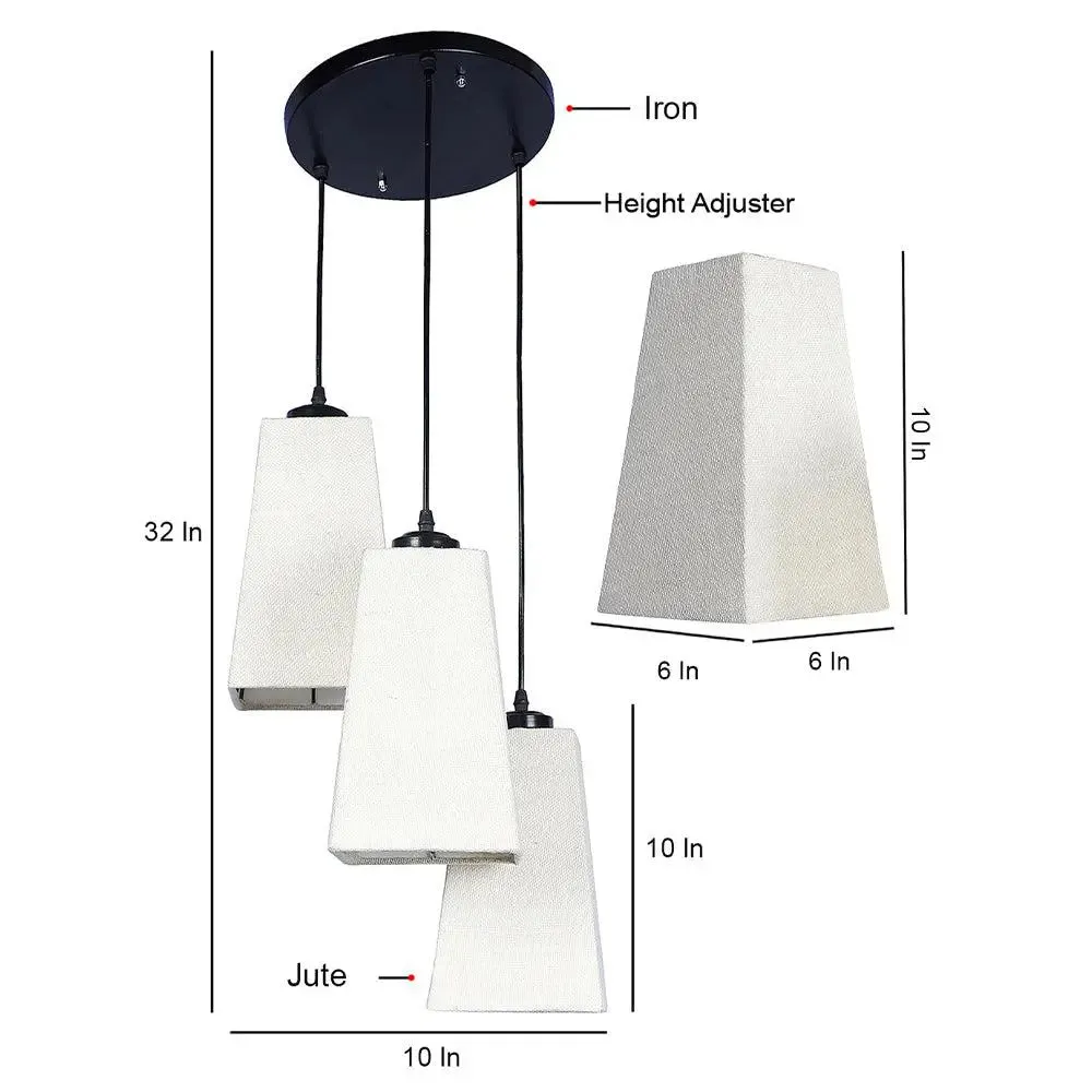 White Jute Pyramid Cluster Hanging Lamp