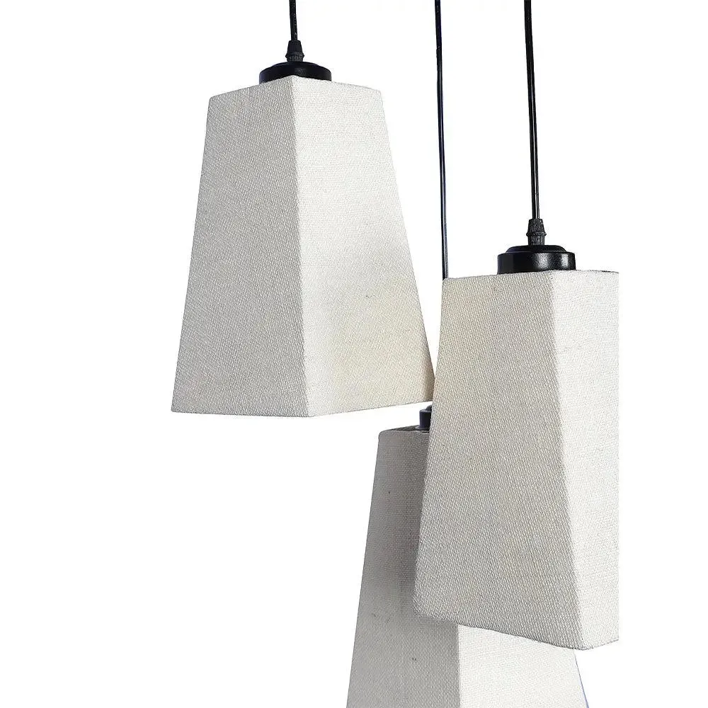 White Jute Pyramid Cluster Hanging Lamp